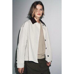 ZARA ZW COLLECTION LEATHER COLLAR SHORT TRENCH COAT